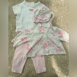 Like New! Little Me three-piece floral outfit. 6M